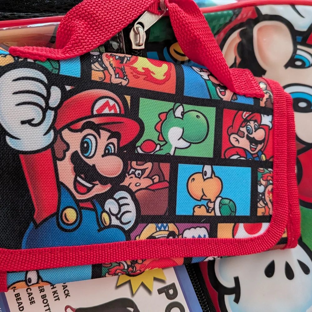 Kids' Nintendo Super Mario 5-PC Backpack Set Black Red One Size